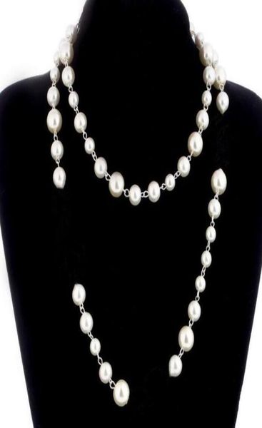 

elegant black white pearl necklaces 4 colors lady long sweater chain women diamonds pendants necklace paris designer jewellery acc7262852, Silver