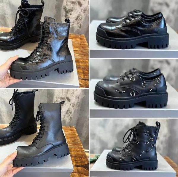 

paris men women bulldozer lace-up boot rhino derby tractor trooper boot designer strike boots leather fashion black low high chunky booties