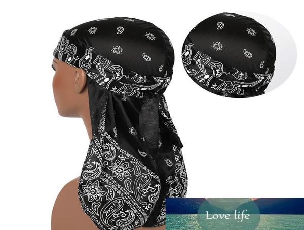 

hair accessories silky durag bandanas insect print hats for women men long tail pirate hat waves do doo du rag turban headwear fac1777021, Blue;gray