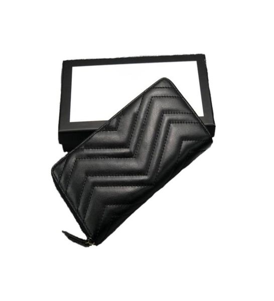 

long fashion wallet clutch card holder casual coin purse pouch genuine leather quilted wallets zipper soft mini bag luxury wallet3192660, Red;black