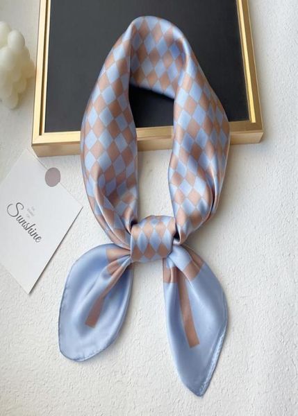 

23style 7070cm women designer presbyopia letters print floral silk scarf headband fashion long handle bag scarves shoulder tote l6814936, Blue;gray