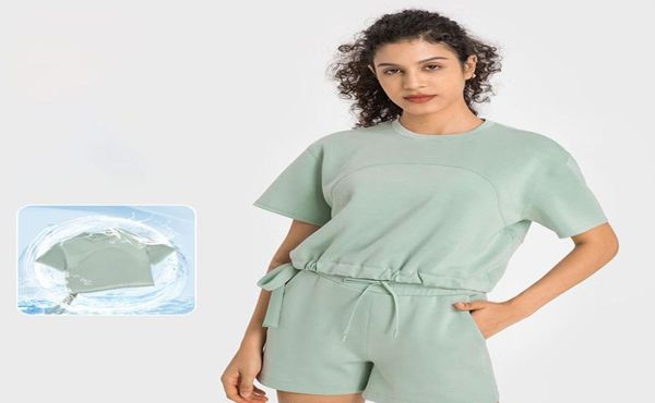 

38 machine washable yoga women daily short sleeved sweatshirt slim fit loungeful t-shirt sweat wicking loose tee4354495