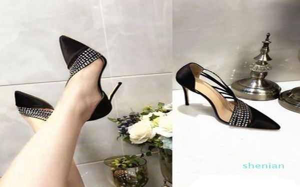 

2022-grade crystal shoes bridal luxury black wedding shoes with flower genuine leather banquet party sandals5196657