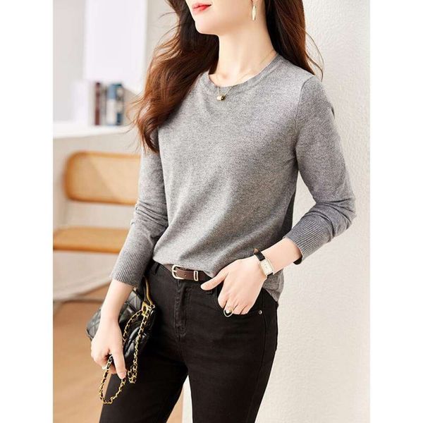

simple and elegant all sweaters matching soft round neck sweater for women in autumn winter, White;black
