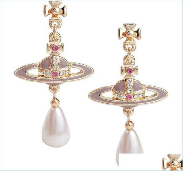 

charm charm space western empress dowager lavender paint pearl drop elegant temperament spot package delivery 2021 jewelry earring7931389, Golden