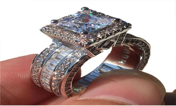 

925 sterling silver princess cut 3ct lab diamond ring jewelry engagement wedding rings for women9626007