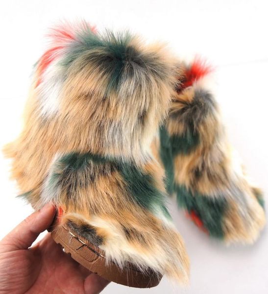 

ready to ship kids colorful furry winter faux fur snow boots5516590, Black
