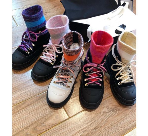 

2019 new designer ms short boots women leather boots fashion chunky heels 2cm boots high for fashion lady socks boots size 359995707, Black