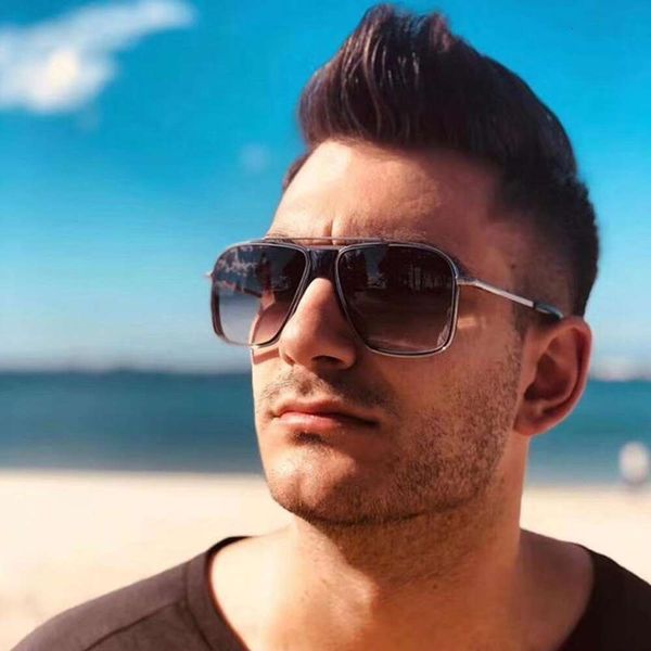 

fashion sunglasses mens trendy square thick nose, White;black