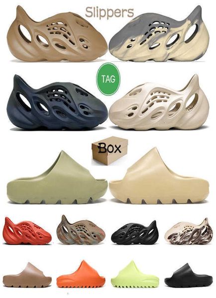 

slippers with box designer slides for mens womens sandals desert sand earth brown bone glow green resin mineral blue trainers7398218, Black