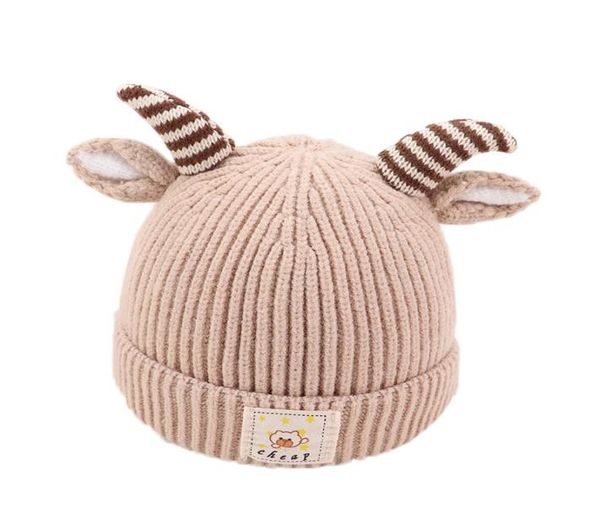 

2020 baby cute autumn and winter hat horn hooded cap ear protection new baby girl boy 2019 wool cap tide3097865, Blue;gray