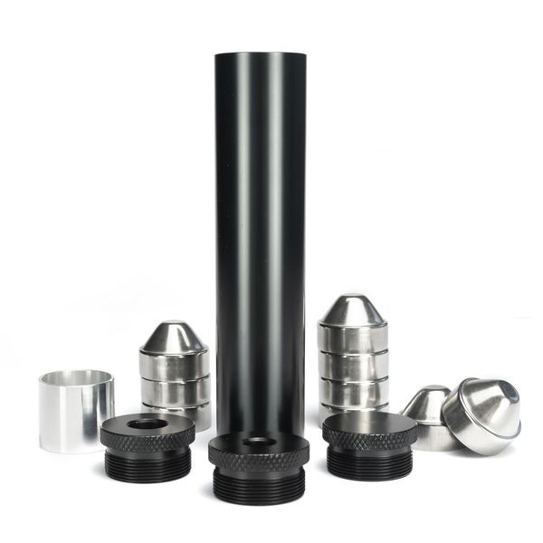 

1.45"od 7''l aluminum solvent trap fuel filter 9pcs stainless steel baffle cone cups 1/2x28 and 5/8x24 end caps for napa 4003