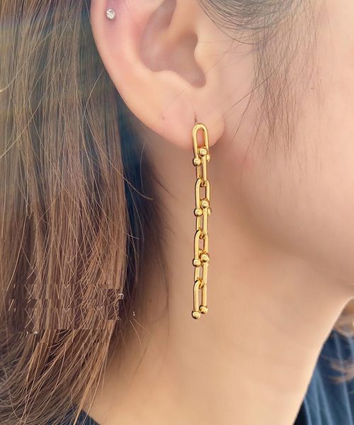 

new brand women earrings vintage metal u chains stud earrings for women goth jewelry punk female chain tassel earrings pendant bij9206966, Silver