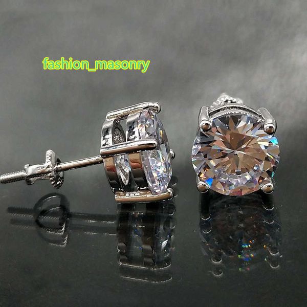 

18k gold hip hop iced out cz zirconia round stud earrings 0.4 0.6 0.8cm for men and women diamond earrings studs rock rapper jewelry gifts, Golden;silver