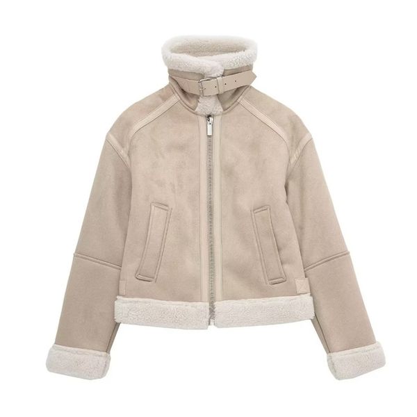 

fashion women jackets 2023 winter warm turn-down collar long sleeve jacket coat with belt female chic casual outerwear, Black;brown