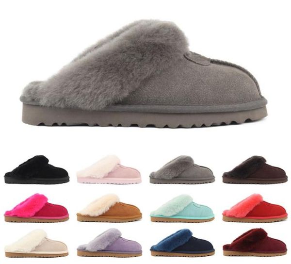 

men women slippers designer fur slides chestnut black pink grey blue purple winter cold proof thick bottomed sandals fashion shoes3432124