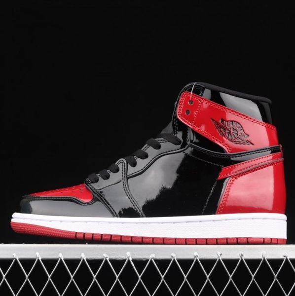 

2021 1 1s high og bred patent basketball shoes men women black red classic sport sneakers chaussuresm18b9299520