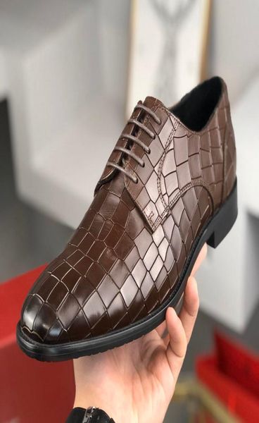 

new mens pointed toe dress shoes black brown genuine leather wedding loafers men lace oxford shoes with box 3845 9140967