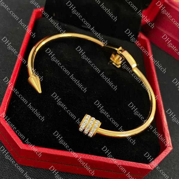 

designer women bangle bracelet classic diamond bracelet luxury gold lock bracelets wedding jewelry anniversary christmas gifts for lady, Black