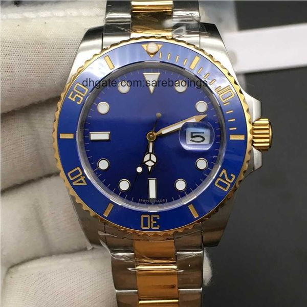 

3 colors watches men sapphire blue black ceramic bezel gold stainless steel 40mm 116613lb 116618ln 116613 automatic mechanical wristwatch, Slivery;golden