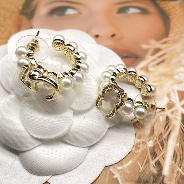 

plated 925 silver luxury brand designers letters stud geometric famous women round crystal rhinestone earring wedding perty jewerlry circula, Golden;silver