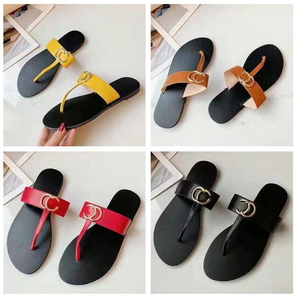 

flip flops double thong sandal designer women slippers fashion beach slippers g size 34-43, Black