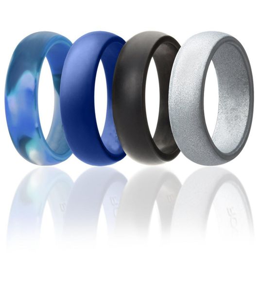 

4pcs 8mm wide 4 colors set silicone rings sports ring wedding ring jewelry silicone rubber wedding bands3536858, Silver