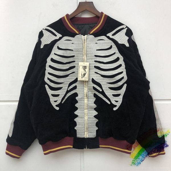 

men's jackets full bone embroidery kapital bomb jacket men women autumn winter zip sleeves denim coat 230901, Black;brown