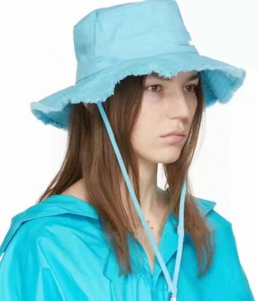

woman wide brim hats summer le bob artichaut bucket hat sun cap drawstring design adjustable size head circumference standard 57cm2085204, Blue;gray