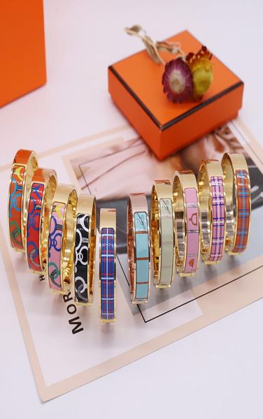 

enamel bangle colorful woman bracelet fashion bracelets for man womens jewelry designers original 10 color optional with box6459565, Black