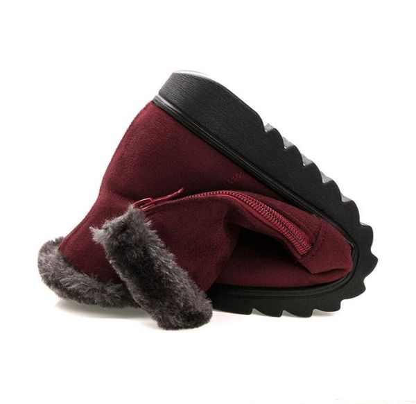 

plus size women casual fur warm snow boots winter female waterproof platform flat zipper plush short ankle boots shoes8980656, Black