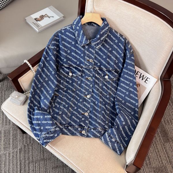 

early autumn full letter logo printed jacket denim coats for couples, Black;brown