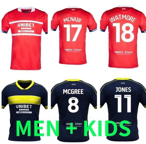 

middlesbrough 23/24 soccer jerseys kid kit 2023 2024 home away football shirt player version training maillot foot goalkeeper akpom clarke f, Black;yellow