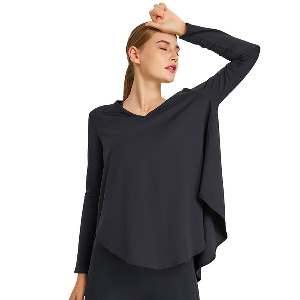 

lu women yoga long sleeve training lady tshirt slim gym long sleeve full stretch fitness t-shirts running 978#
