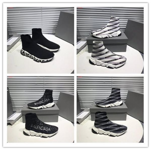 

new latest mens sock sneakers with mesh upper, triple s boots with soft rubber sole speed trainers for men fashion s sneaker8462977, Black