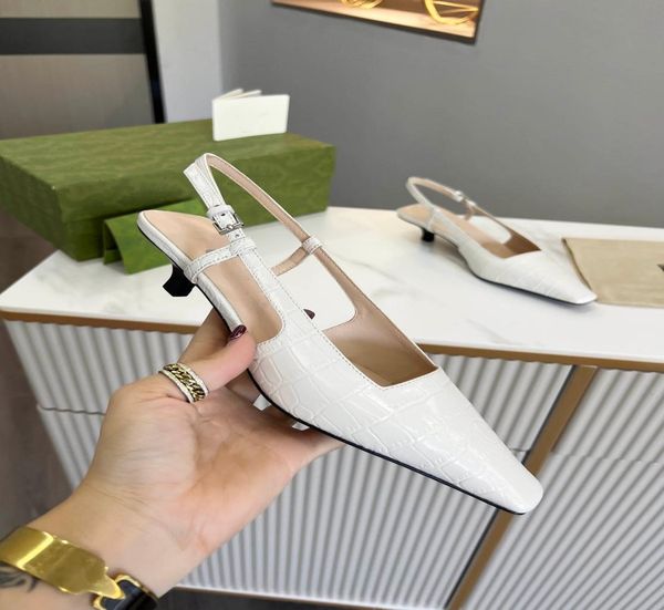 

2022 women039s metallic midheel sandals slippers silver leather slipper opentoe pump sandal summer designer luxury fashion po7775137, Black