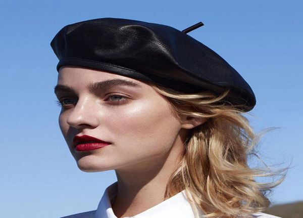 

vintage pu leather women berets fashion winter warm painter hats personality street caps for party9058543, Blue;gray