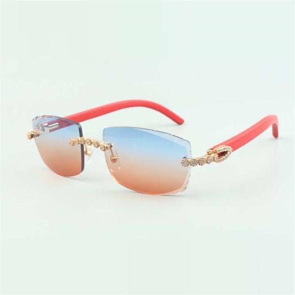

2022 bouquet diamond sunglasses 3524015 with natural red wooden sticks and cut lens 3 0 thickness255d, White;black