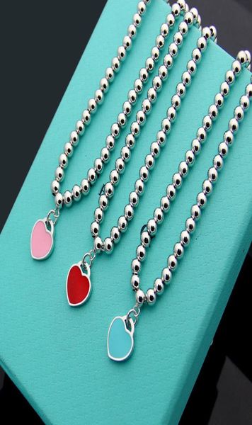 

drop love heart pendant necklace luxury womens double heart round beads jewelry birthday anniversary christmas gift3174428, Silver