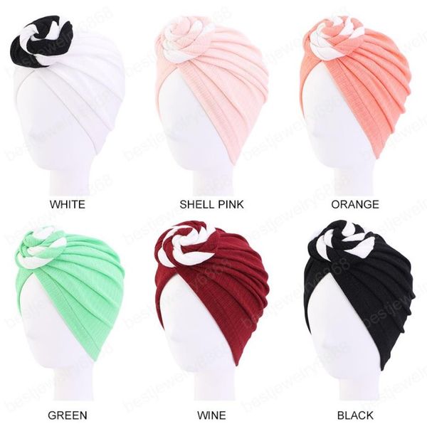 

new women turban soft cotton knot headwrap fashion bandana hats ladies chemo cap bandanas hair accessories muslim headdress3519687, Blue;gray