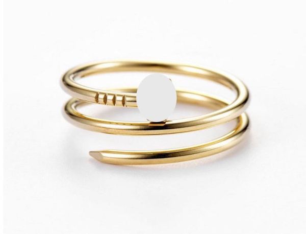 

luxury designer doublerings nail rings couple women039s stainless steel diamond finger ring jewelry supply us siz1966917, Silver