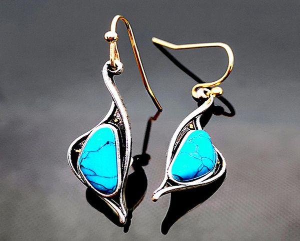 

creative animal turquoise dangle earring women vintage turquoise earring fashion jewelry for gift party whole 7097706, Silver