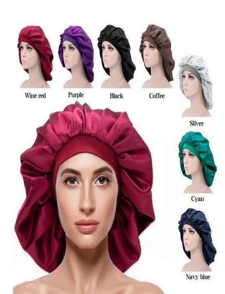 

extra large bonnet hat women big size beauty print satin silk sleep night cap head cover bonnets hats5612098, Blue;gray