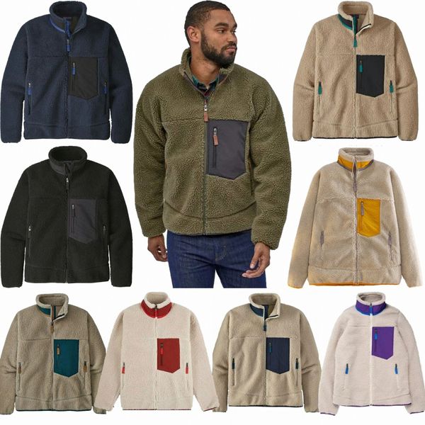 

designer mens jacket thick veste giacca warm down classic retro antumn winter couple models lamb cashmere vest fleece coat retro-x v5qu#, Black;brown