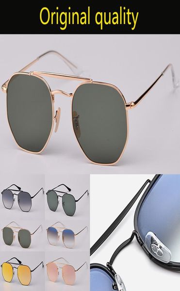 

square frame sunglasses men women real glass lenses fashion male sun glasses with leather case and all retailing packa7241085, White;black