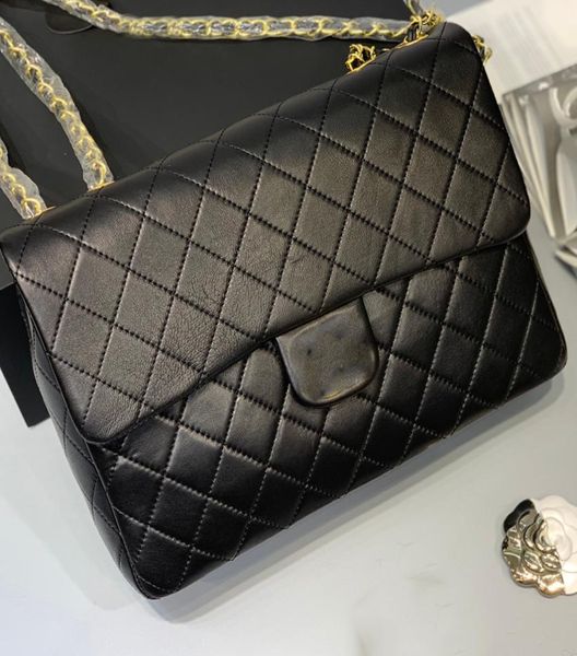 

womens vinatge classic black briefcase quilted bags lambskin gold metal hardware matelasse chain crossbody shoulder jumbo handbag 5560230