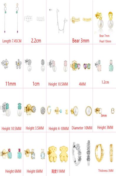 

fahmi 2022 new style 100 925 sterling silver cute bear trend fashion ladies beautiful classic earrings jewelry factory direct who6327166, Golden;silver