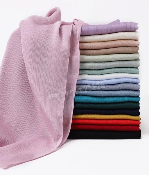

20 colors muslim hijabs satin solider color shawls headband women hijabs scarves scarf pleated crinkled satin wrap head 17570cm6939971, Blue;gray