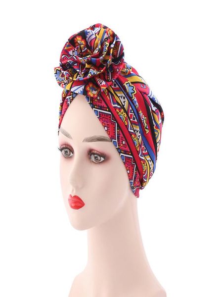 

fashion bohemia cotton lined bonnets women african vortex knot pattern print fabric ankara turban hat muslim hijab turbans9280529, Blue;gray