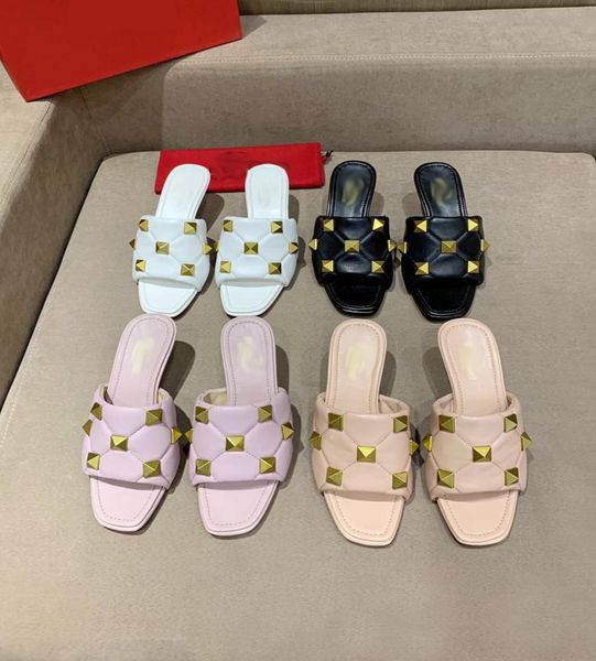 

women's high heel rivet sandals for outer wear 2021 new summer roman slipper xury brand beach shose4255608, Black